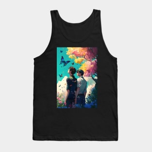 Two Souls Under Blue Butterflies Tank Top